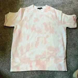banana republic pink and white tie dye terry short sleeve sweatshirt size Small